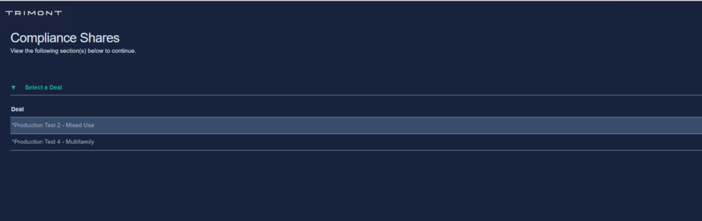 Overview page displays the deal(s) where you are assigned as a reporting contact. 