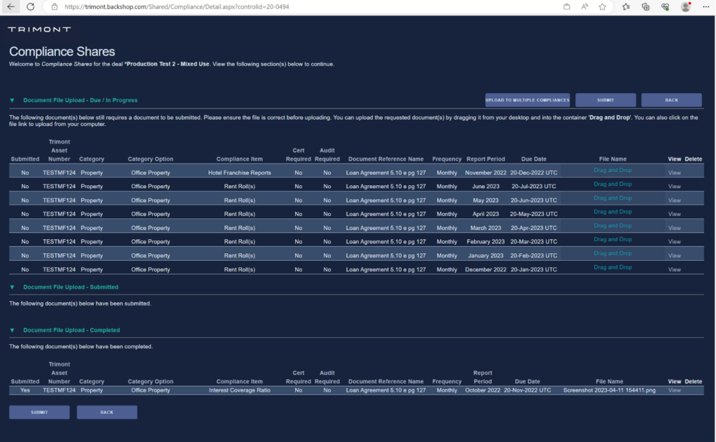 Trimont's compliance shares reporting portal.