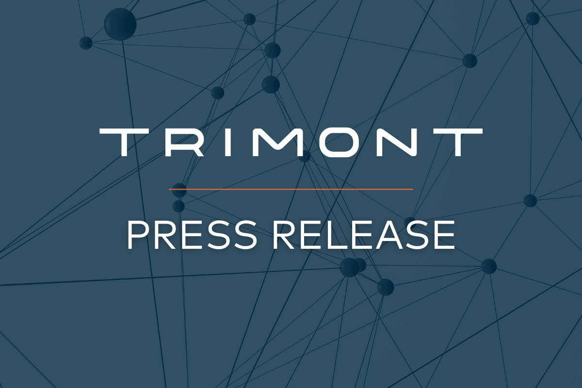 Trimont Leads the Way with First CRE Blockchain Payment Processing. Text: Trimont Press Release. Photo: connected dots to show a blockchain